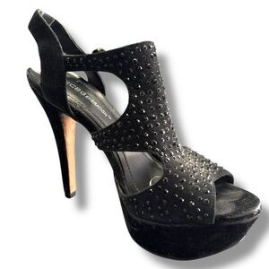 BCBGeneration Women’s Black Gem Studded High Heels Size 7B | Item 3259